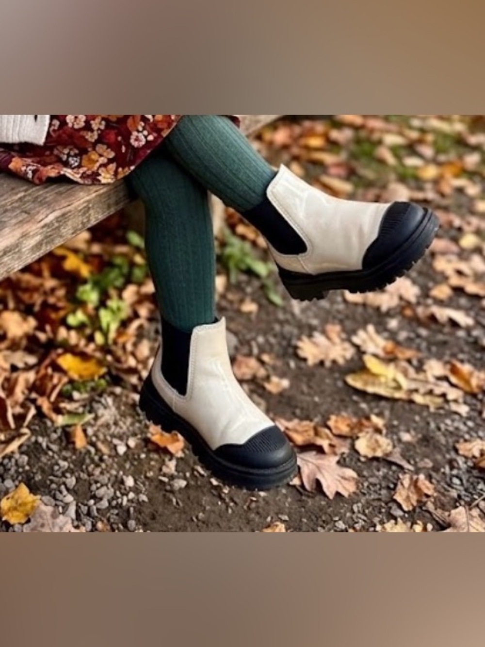 Zara Cream and Black Kids Chelsea Ankle Boots